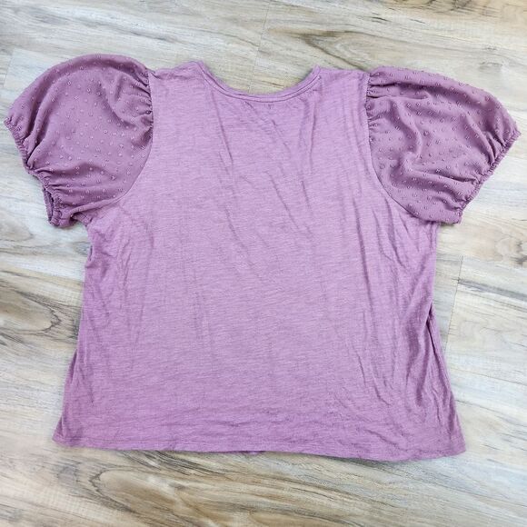 💇‍♀️Maurices Mauve Swiss Dotted Puff Sleeve Top Size 2X - Picture 2 of 10